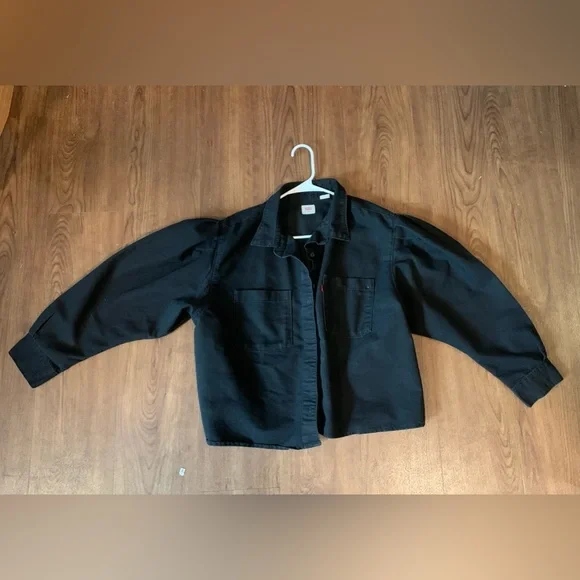 Levi's | Jackets & Coats | Black Jean Jacket With Cute Puff